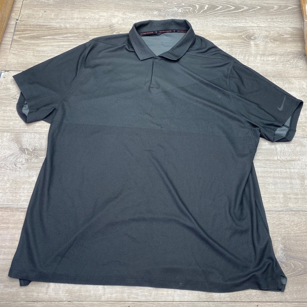 Nike Shirt Tiger Woods Collection Mens 2XL Black Dri-FIT ADV Golf Polo Athletic